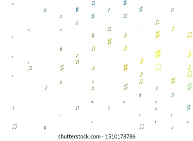 Light Blue, Yellow vector texture with musical notes. Decorative design in abstract style with music shapes. Pattern for websites of musitians.
