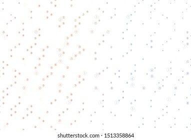 Light Blue, Yellow vector texture with mathematic symbols. Illustration with Numeral symbols on abstract template. Pattern for school, grammar websites.