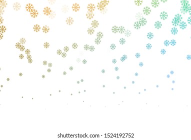 Light Blue, Yellow vector texture with colored snowflakes. Glitter abstract illustration with crystals of ice. New year design for business advert.