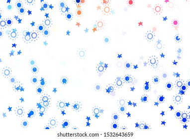 Light Blue, Yellow vector texture with small stars, suns. Shining colored illustration with stars, suns. Best design for your ad, poster, banner.