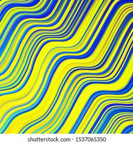 Light Blue, Yellow vector texture with wry lines. Colorful illustration with curved lines. Template for cellphones.