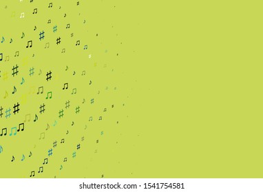 Light Blue, Yellow vector texture with musical notes. Abstract illustration with colorful symbols of melody. Pattern for websites of musitians.