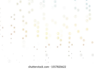 Light Blue, Yellow vector texture with mathematic symbols. Colored mathematic signs with gradient on white background. Pattern for school, grammar websites.