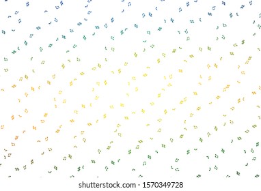 Light Blue, Yellow vector texture with musical notes. Decorative design in abstract style with music shapes. Pattern for festival leaflets.