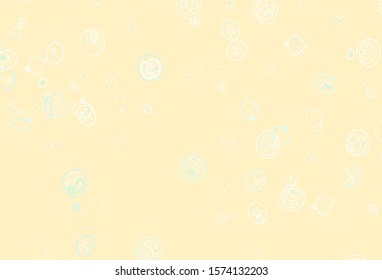 Light Blue, Yellow vector texture with delicious snacks. Abstract background with colorful Fast Food illustrations. Doodle design for your business advert of cafes.