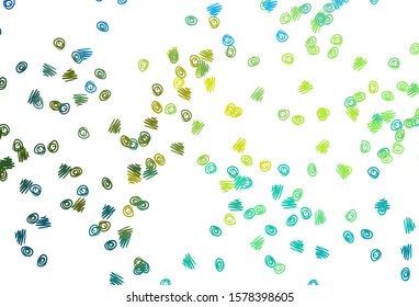 Light Blue, Yellow vector texture with disks. Blurred bubbles on abstract background with colorful gradient. Template for your brand book.