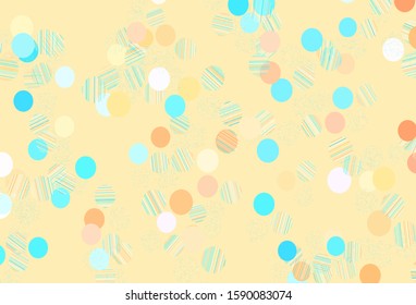 Light Blue, Yellow vector texture with disks. Blurred bubbles on abstract background with colorful gradient. Pattern for textures of wallpapers.