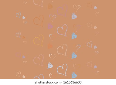 Light Blue, Yellow vector texture with lovely hearts. Decorative design with hearts in simple style . Pattern for carnival, festival romantic leaflets.