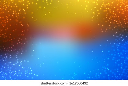 Light Blue, Yellow vector texture with milky way stars. Glitter abstract illustration with colorful cosmic stars. Smart design for your business advert.