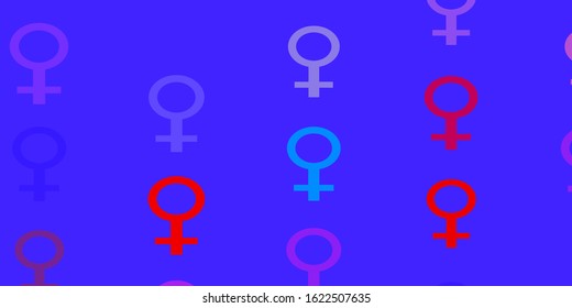 Light Blue, Yellow vector texture with women's rights symbols. Abstract illustration with a depiction of women's power. Background for ui designers.