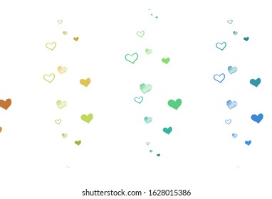 Light Blue, Yellow vector texture with lovely hearts. Beautiful celebration style hearts on abstract illustration. Pattern for carnival, festival romantic leaflets.