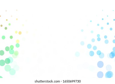 Light Blue, Yellow vector texture with disks. Blurred bubbles on abstract background with colorful gradient. Pattern for ads, leaflets.