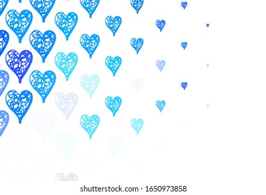 Light Blue, Yellow vector texture with lovely hearts. Beautiful abstract hearts on colorful gradient background. Design for a business advert of anniversary.