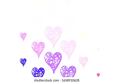 Light Blue, Yellow vector texture with lovely hearts. Decorative design with hearts in simple style . Pattern for valentine's ad, booklets.