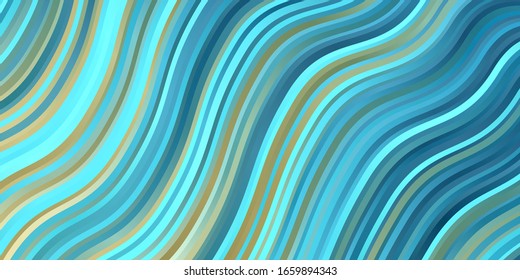 Light Blue, Yellow vector texture with wry lines. Colorful geometric sample with gradient curves.  Pattern for commercials, ads.