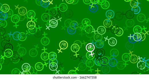 Light Blue, Yellow vector texture with women's rights symbols. Simple design in abstract style with women’s rights activism. Design for International Women’s Day.