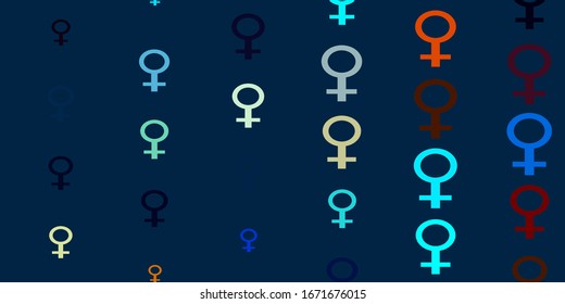 Light Blue, Yellow vector texture with women's rights symbols. Colorful illustration with gradient feminism shapes. New design for your web apps.
