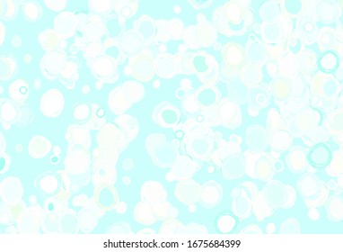 Light Blue, Yellow vector texture with disks. Glitter abstract illustration with blurred drops of rain. Design for poster, banner of websites.