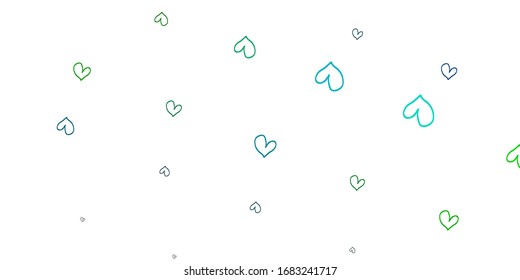 Light Blue, Yellow vector texture with lovely hearts. Glitter abstract illustration with colorful hearts in romantic style. Pattern for marriage gifts, congratulations.
