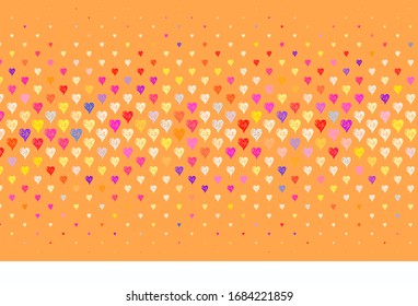 Light Blue, Yellow vector texture with lovely hearts. Shining illustration with hearts on abstract template. Template for Valentine's greeting postcards.