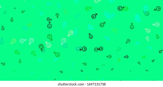 Light Blue, Yellow vector texture with women's rights symbols. Illustration with signs of women's strength and power. Elegant design for wallpapers.