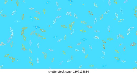 Light Blue, Yellow vector texture with women's rights symbols. Colorful illustration with gradient feminism shapes. Best design to show the power of women.