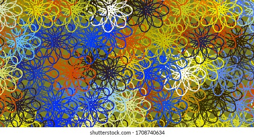 Light Blue, Yellow vector texture with wry lines. Colorful abstract illustration with gradient curves. Design for your business promotion.