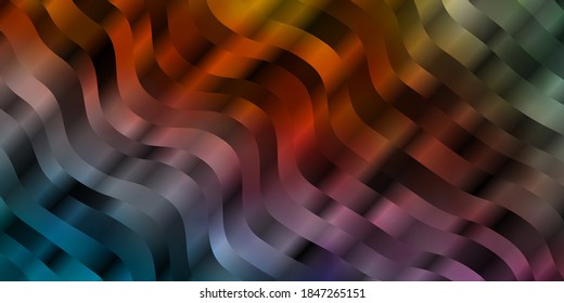 Light Blue, Yellow vector texture with curves. Abstract illustration with bandy gradient lines. Pattern for booklets, leaflets.