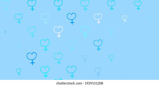 Light Blue, Yellow vector texture with women rights symbols. Abstract illustration with a depiction of women power. Elegant design for wallpapers.