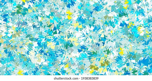 Hellblaue, gelbe Vektorstruktur mit zufälligen Dreiecken. Illustration mit abstrakten bunten Dreiecksformen. Design für Ihre Bildschirmhintergründe.