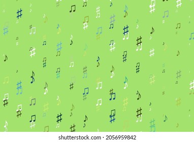 Light Blue, Yellow vector texture with musical notes. Decorative design in abstract style with music shapes. Modern design for wallpapers.