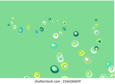 Azul claro, textura vectorial amarilla con discos. Hermosa ilustración de color con círculos borrosos en estilo natural. Patrón para sitios web hermosos.