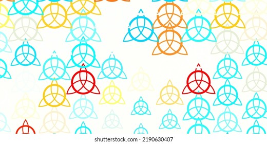 Light Blue, Yellow vector texture with religion symbols. Illustration with magical signs of spiritual power. Design for magic, spiritual events.