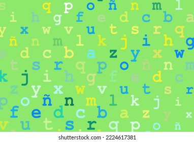 Light blue, yellow vector texture with ABC characters. Blurred design in simple style with signs of alphabet. Template can be used as a background for ads of typography.