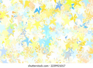 Light Blue, Yellow vector texture with beautiful stars. Glitter abstract illustration with colored stars. Pattern for futuristic ad, booklets.