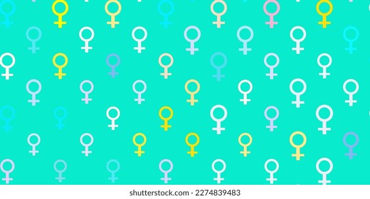Light Blue, Yellow vector texture with women rights symbols. Colorful feminism symbols with a gradient in modern style. Best design to show the power of women.