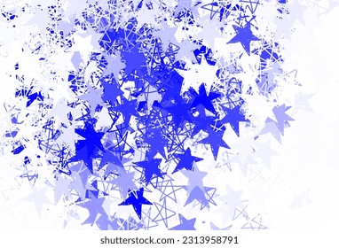 Azul claro, textura vectorial amarilla con hermosas estrellas. Decoración borrosa de estilo sencillo con estrellas. Plantilla para fondos cósmicos.