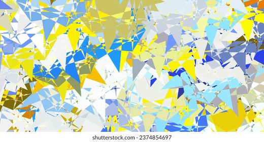 Azul claro, textura vectorial amarilla con triángulos aleatorios. Ilustración abstracta inteligente con formas triangulares de estilo moderno. Patrón de fondo de pantalla.