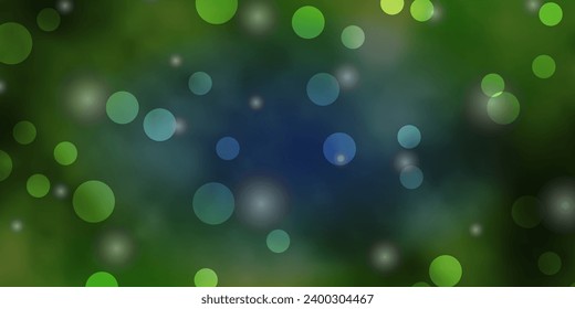 Light Blue, Yellow vector texture with circles, stars. Abstract design in gradient style with bubbles, stars. Pattern for wallpapers, curtains.