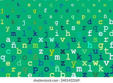 Light blue, yellow vector texture with ABC characters. Shining illustration with ABC symbols on abstract template. The pattern can be used for school, grammar websites.