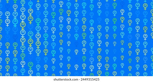 Light Blue, Yellow vector texture with women rights symbols. Illustration with signs of women strength and power. Best design to show the power of women.