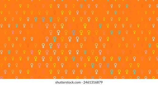 Textura de Vector azul claro y amarillo con símbolos de los derechos de la mujer. Ilustración Abstractas con una representación del poder femenino. Antecedentes del Día Internacional de la Mujer.