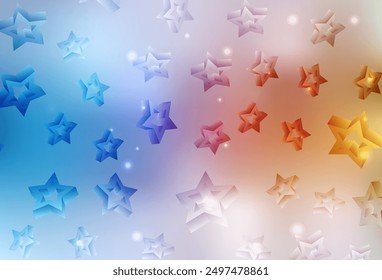 Light Blue, Yellow vector texture with beautiful stars. Stars on blurred abstract background with gradient. Pattern for futuristic ad, booklets.