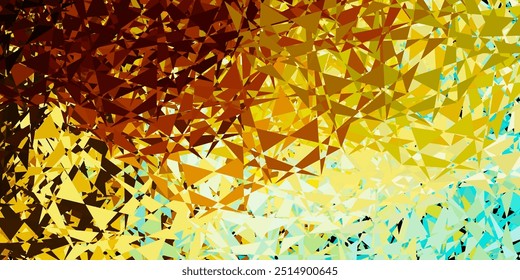 Textura de Vector azul claro y amarillo con triángulos aleatorios. Ilustración de material de Web con triángulos abstractos coloridos. Material de páginas de destino.