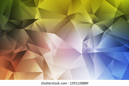 Light Blue, Yellow vector triangle mosaic texture. Triangular geometric sample with gradient.  A completely new design for your leaflet.