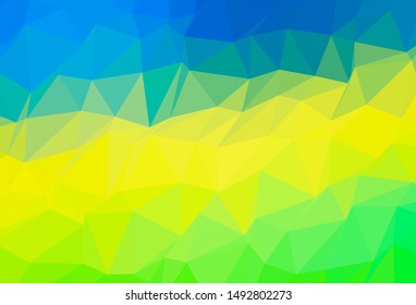 Light Blue, Yellow vector triangle mosaic cover. Triangular geometric sample with gradient.  Polygonal design for your web site.
