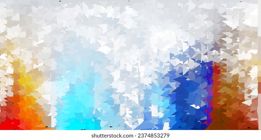 Plantilla de mosaico de triángulo vectorial amarillo azul claro. Ilustración en vidrio roto con triángulos. Diseño de páginas de aterrizaje.