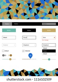 Light Blue, Yellow vector ui kit in polygonal style. Decorative ui kit design in abstract style with colorful crystals. Beautiful layout for websites, landing pages.