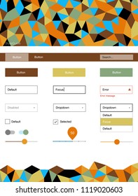 Light Blue, Yellow vector ui ux kit in triangular style. Modern Style guide in polygonal style with triangles. This sample is for your landing page.
