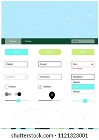 Light Blue, Yellow vector ui ux kit in triangular style with circles. Simple Material Design Kit with colorful triangles, circles. This template you can use for websites.